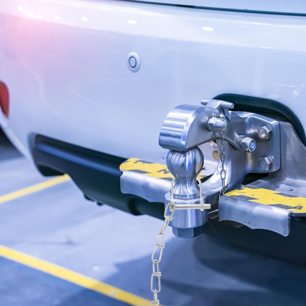 Galvanized Heavy Duty Trailer Safety Pin with Chain Lock for Secure Hitch Coupler Easy Installation 2.44X1.96X0.70In