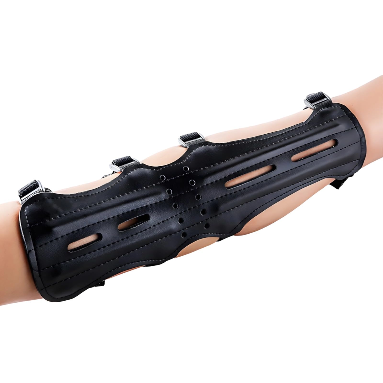 yeeplant Pu Leather Archery Arm Guard, Four-Slot Design, Traditional Bow Forearm Protection, and Comfortable, Perfect for Archery Sports