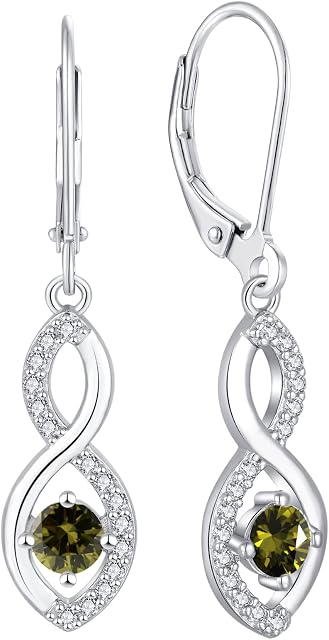 JO WISDOM Women Infinity Earrings,925 Sterling Silver Leverback Dangle & Drop Earrings with 3A Cubic Zirconia