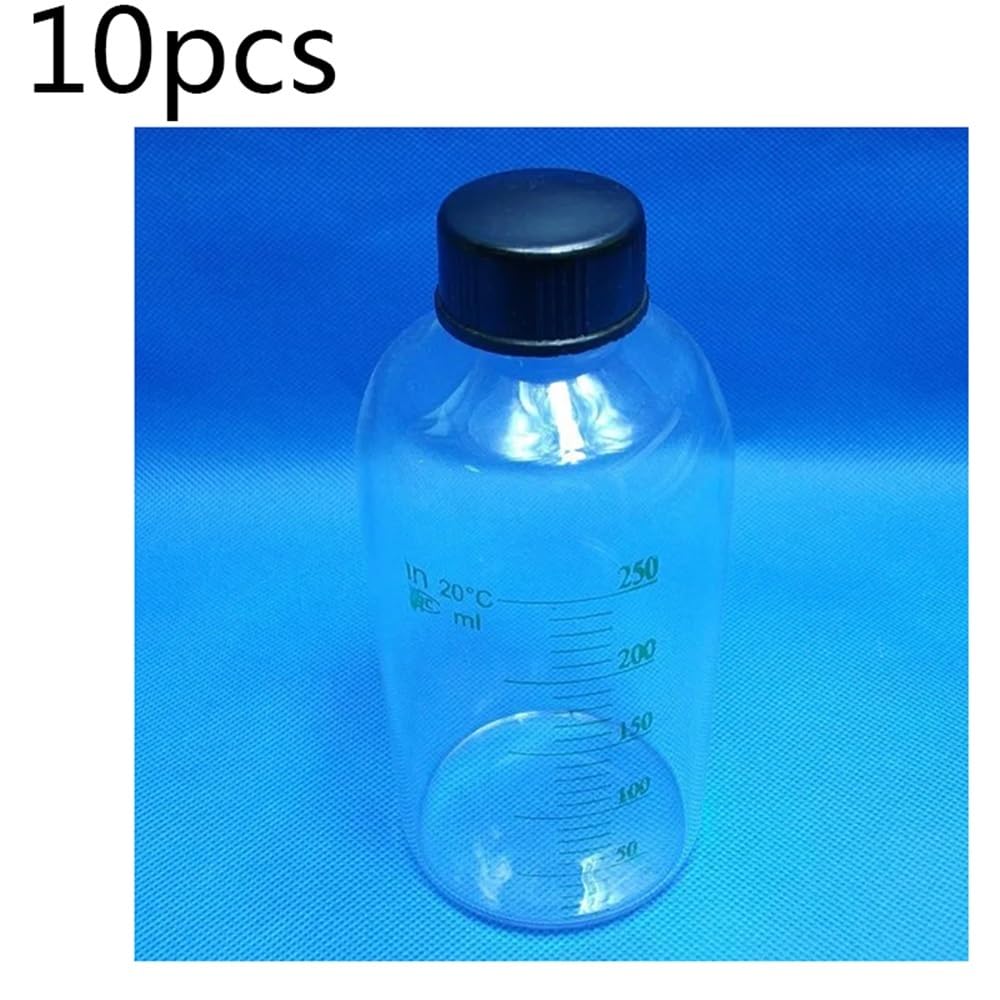 Cristalería de Laboratorio Botellas de muestra graduadas de vidrio de 250 ml, 10 unidades por lote, for suero