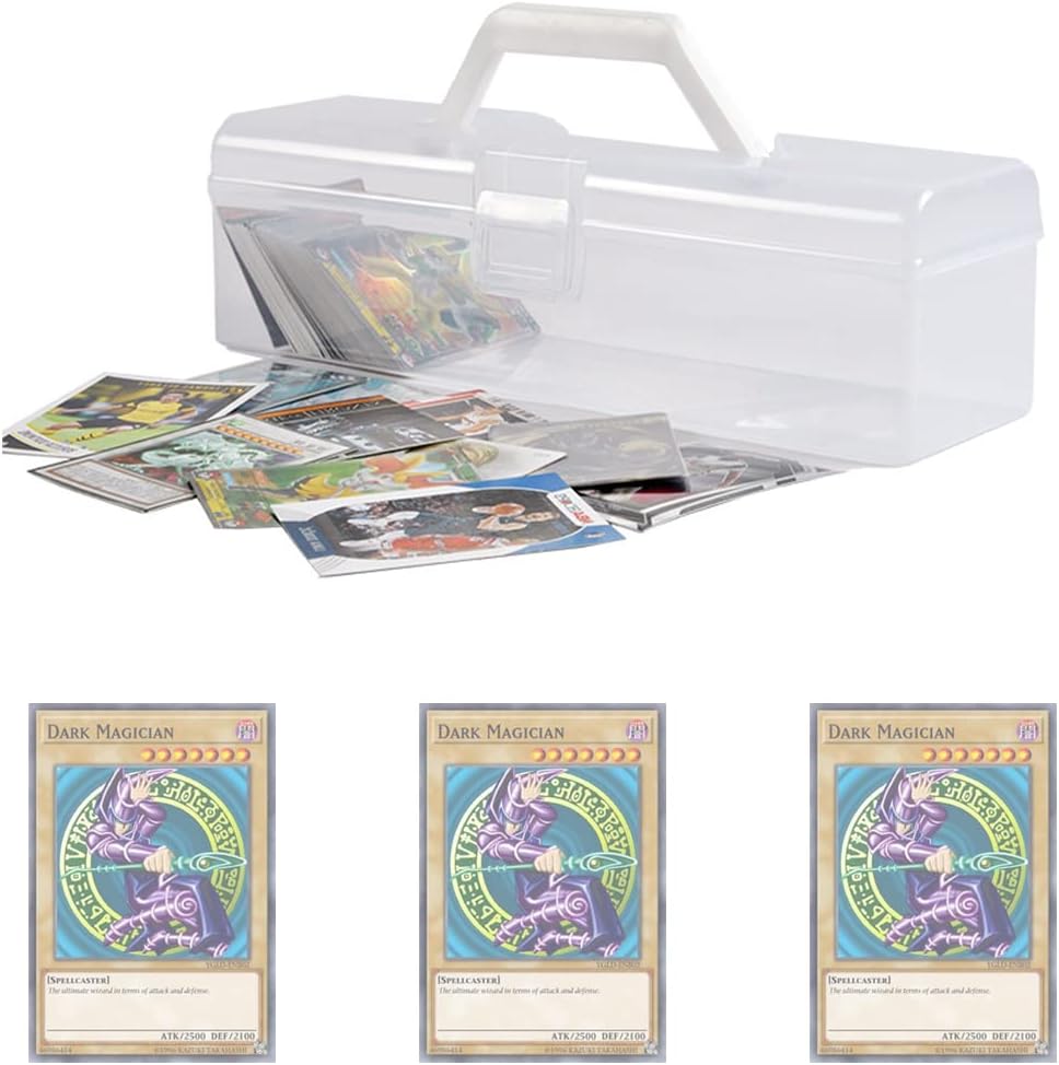 Clear Yugioh Card Box, Yugioh Cards Case,Storage Boxes With Handle for Yugioh Cards, White 1Pack