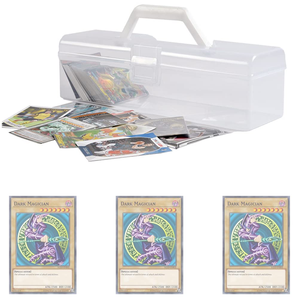 Clear Yugioh Card Box, Yugioh Cards Case,Storage Boxes With Handle for Yugioh Cards, White 1Pack