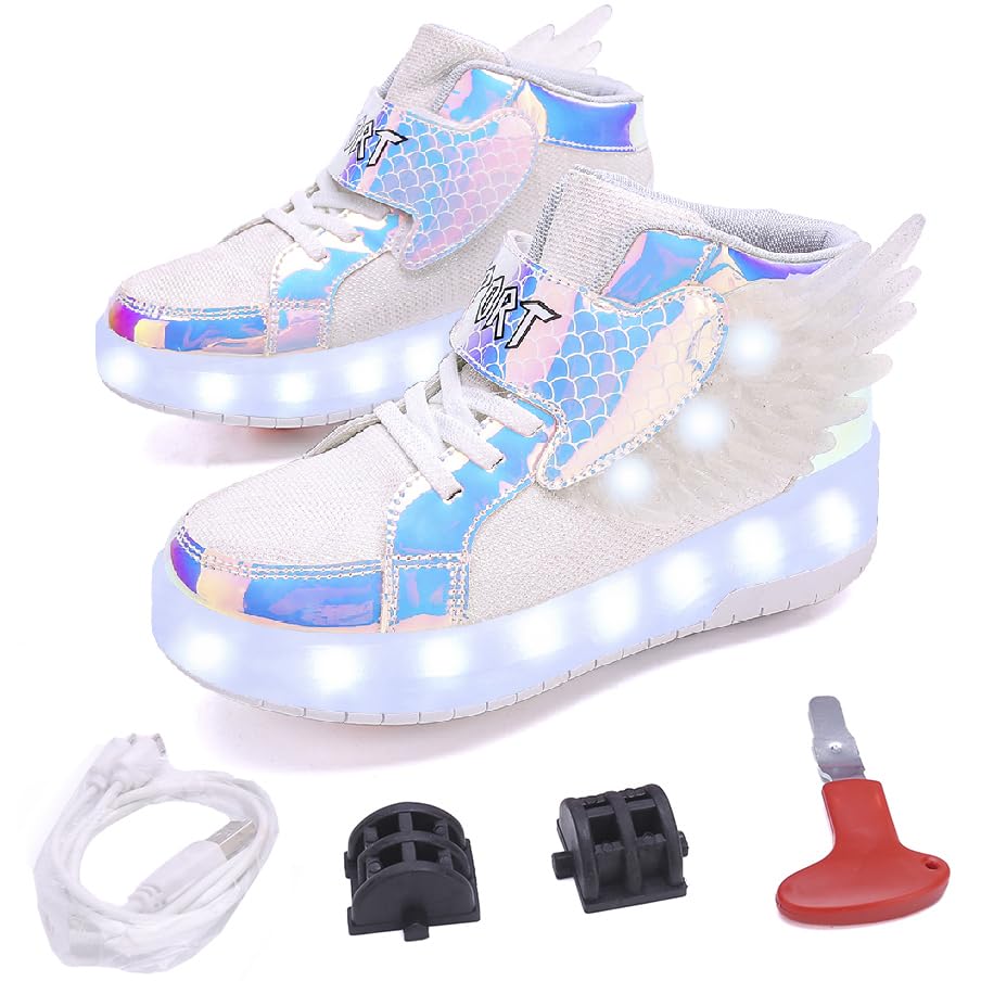 Image of HHSTS Kids Shoes - New Upgraded with Wheels LED Light Color Shoes Shiny Roller Skates Skate Shoes Simple Kids Gifts Boys Girls The Best Gift for Party Birthday Christmas Day