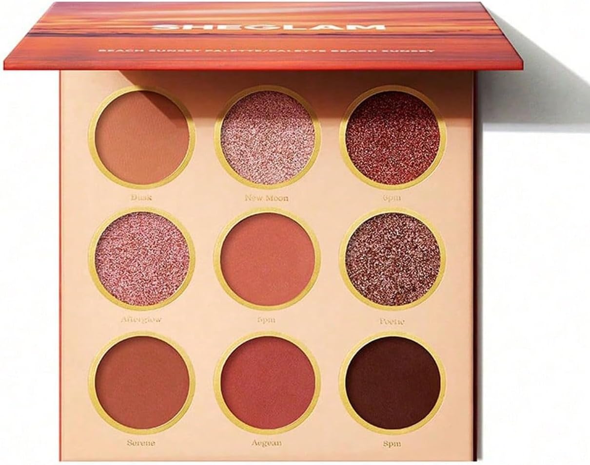 Beach Sunset Eyeshadow Palette Blendable Long Lasting 9-Color