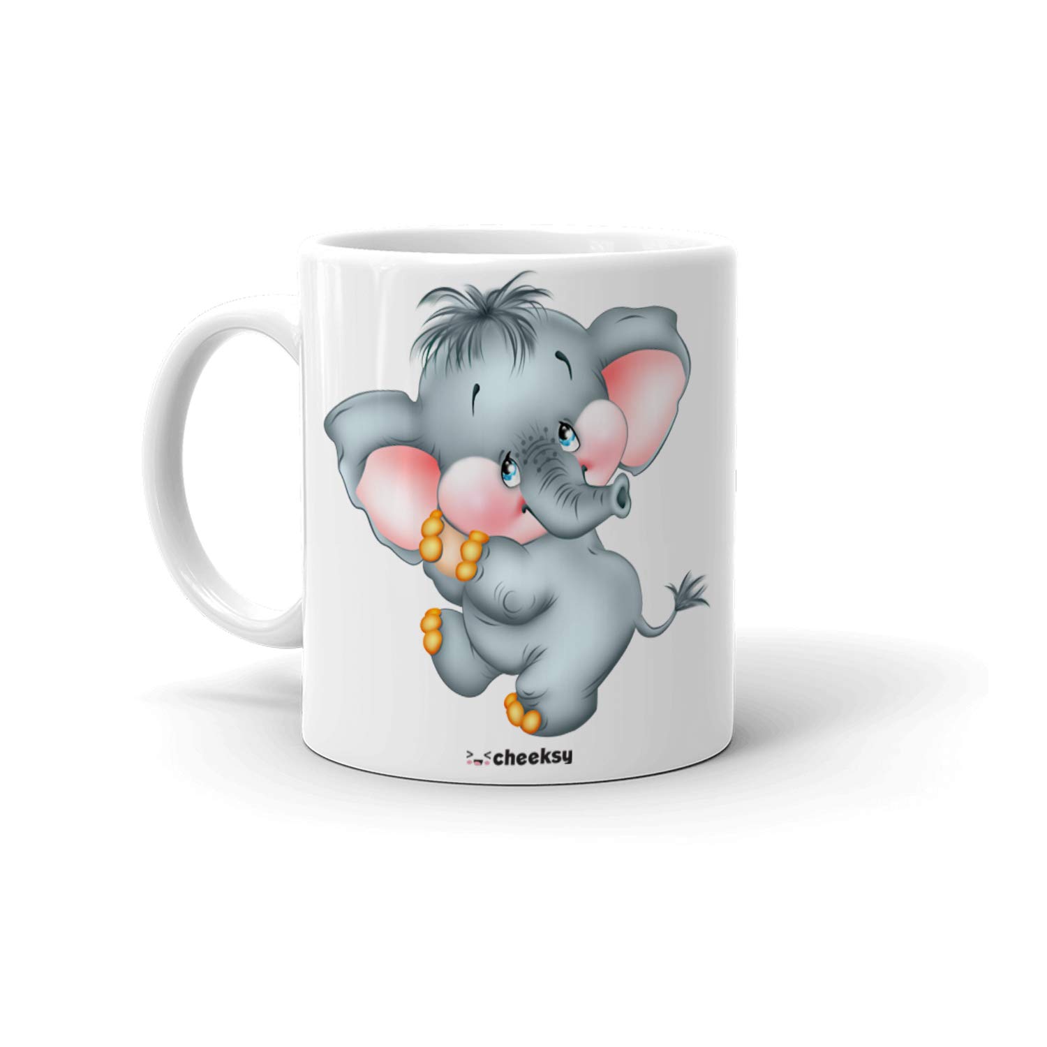 cheeksy Little Dancing Elephant Printed Coffee Tea Milk Mug 300 ml Quote | Cartoon | Gift for Couple | Daughter | Birthday | Friends | Sister | Brother | Kids | | Valentine Day | Funky | Set of 1