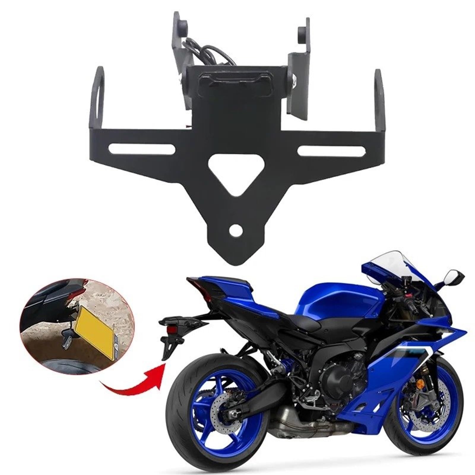 Portamatriculas Moto para YZF R9 para YZFR9 para YZF-R9 2025-Soporte para Matrícula Motocicleta Soporte Montaje Ordenado Trasero Eliminador Guardabarros Matricula Motos Soporte