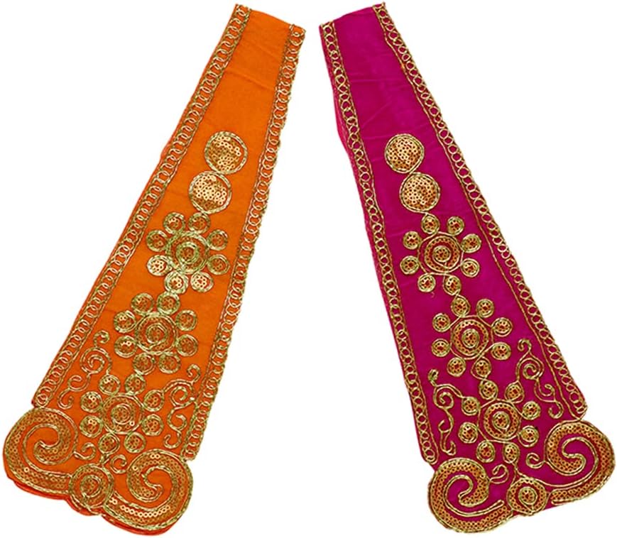 Puja Cloth Chunari Set 2 Stück - Rot/Gelb 13x3 Zoll Für Götterstatuen