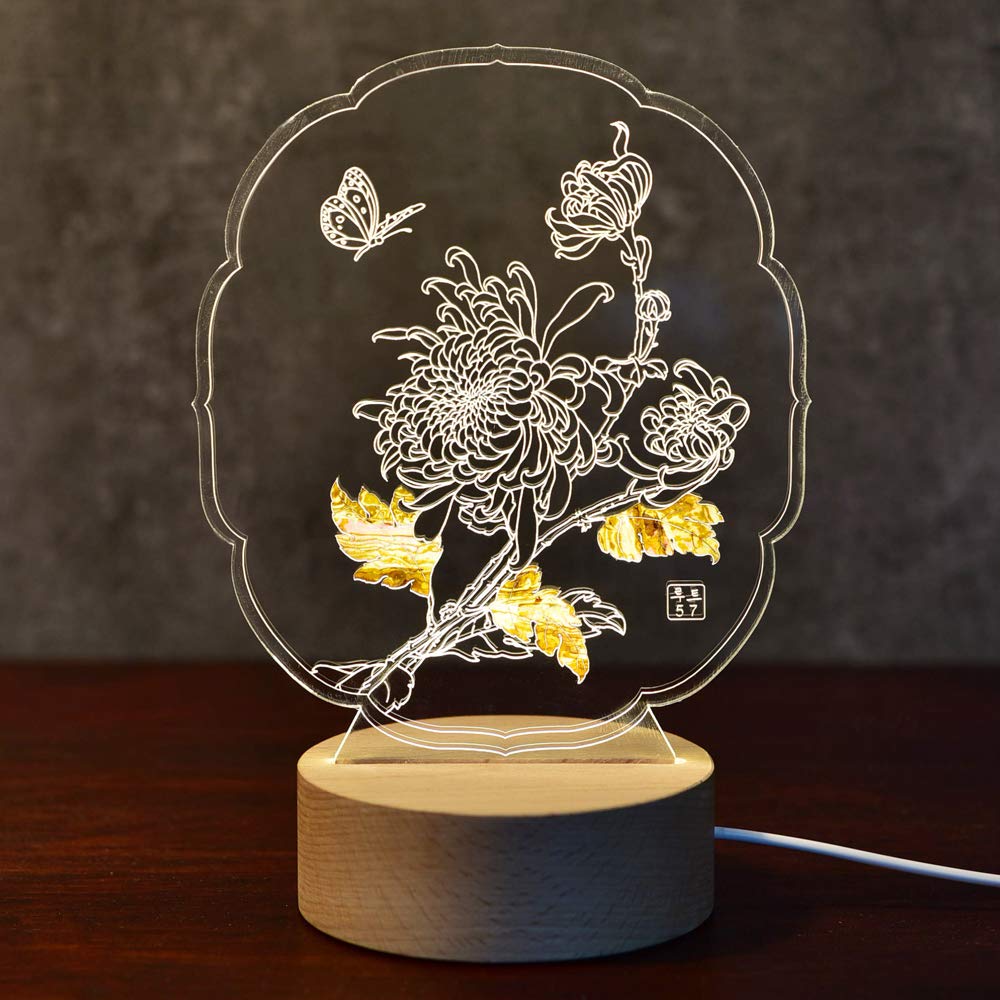 Amazon | 螺鈿細工 LED照明 手作り 花柄(菊) テーブルランプ ベッド