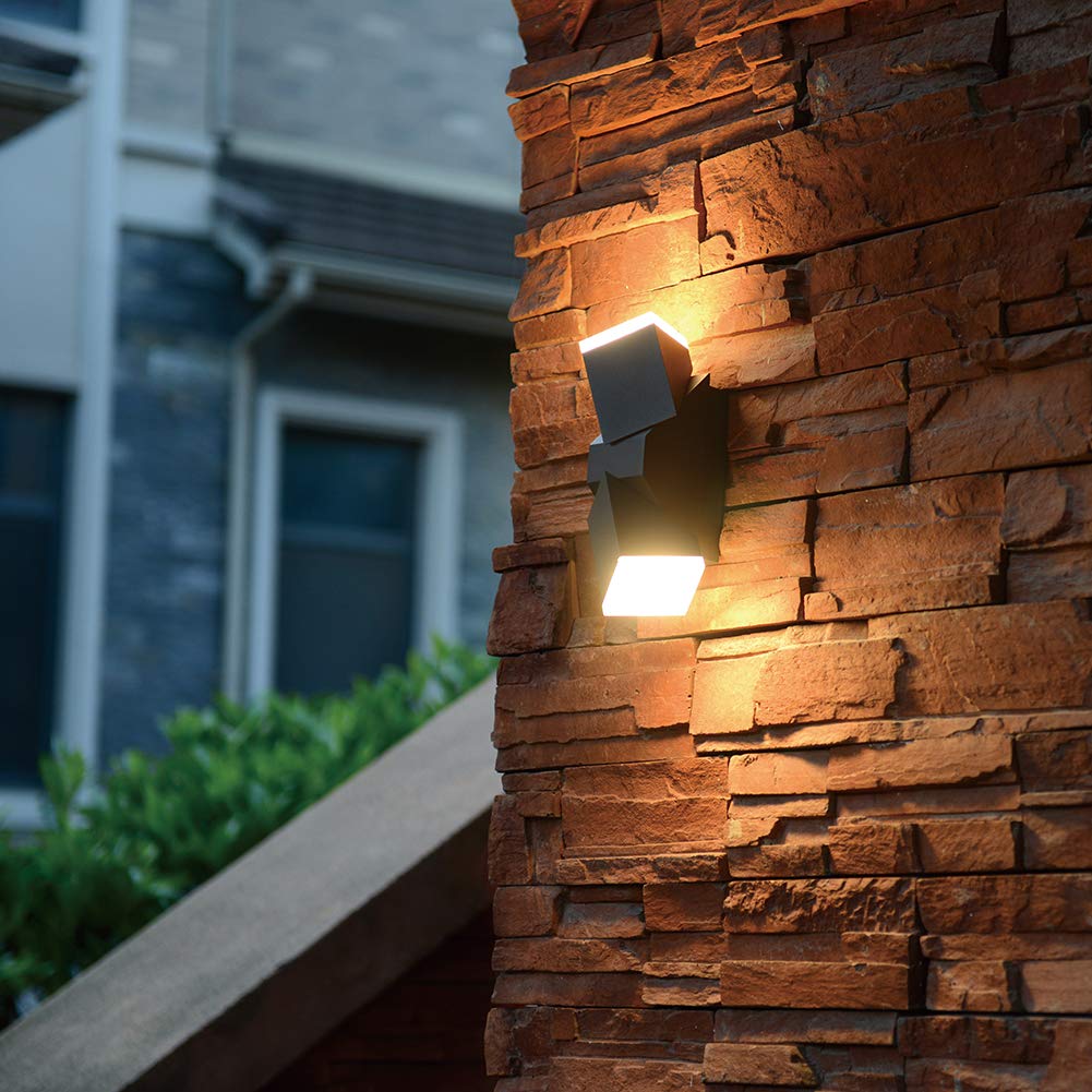 LASIDE Outdoor LED Wall Lights, Adjustable Anthracite Grey Up Down Outside Wall Lights Electric - Image 3