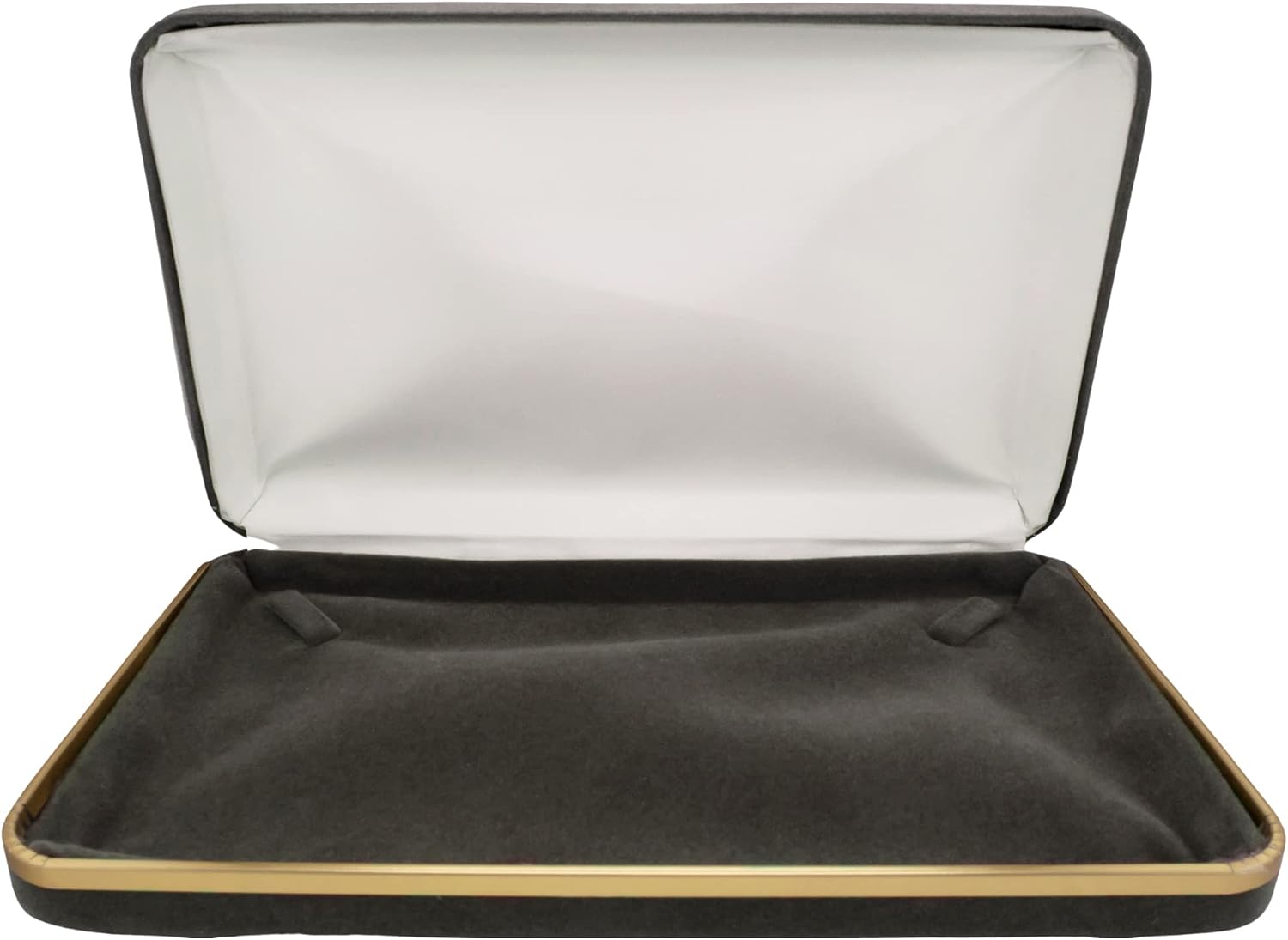 ISAAC KIERAN Velvet Necklace Gift Box with White Outer Carton Travel Storage Display Case Size 7'' x 4.3'' (Velvet Grey), (ISBOXES)