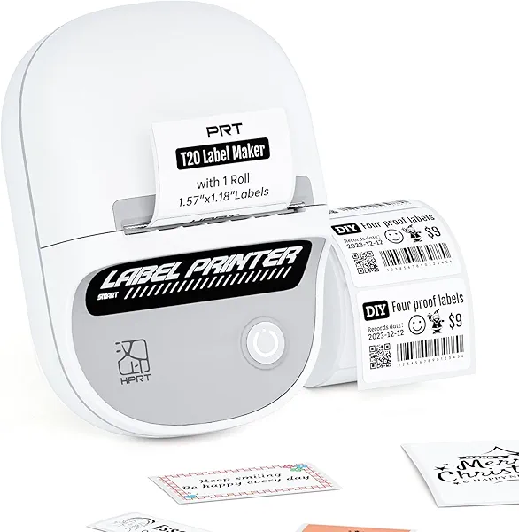 PRT T20 Label Maker Machine with Tape, RFID Auto Identification, Bluetooth Portable Label Printer for Office, Small Business, Home Organization, 2 Inch Thermal Printer Compatible with iPhone
