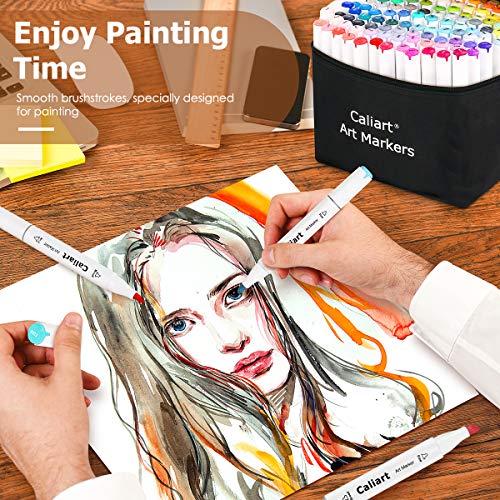 Caliart 20230911 Markers, 100 Colors Dual Tip Art Markers Sketch Pens Permanent Alcohol Based, With Case For Adult Kids Halloween Drawing Sketching thumb #5