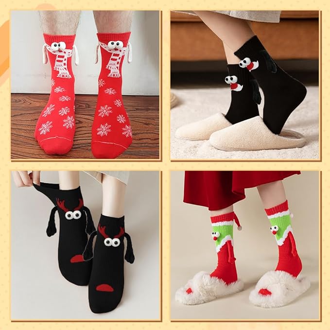 2 Pares Calcetines Magnéticos Pareja Novio Novia San Valentín Navidad miniatura 6