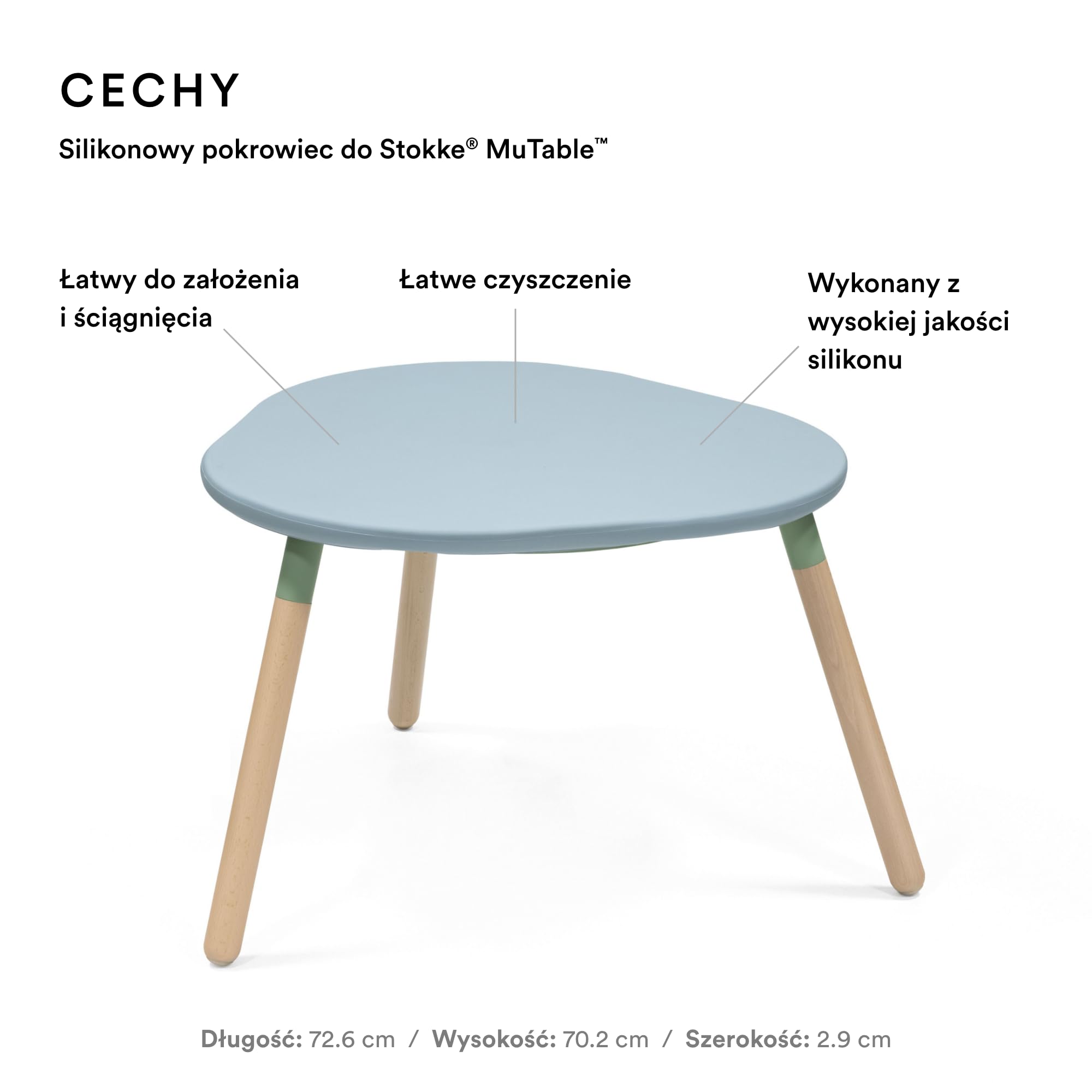 Stokke MuTable Pokrowiec - Redesign 2023 - Chroni przed nieuniknionymi zabrudzeniami - wykonany z silikonu - łatwy w użyciu