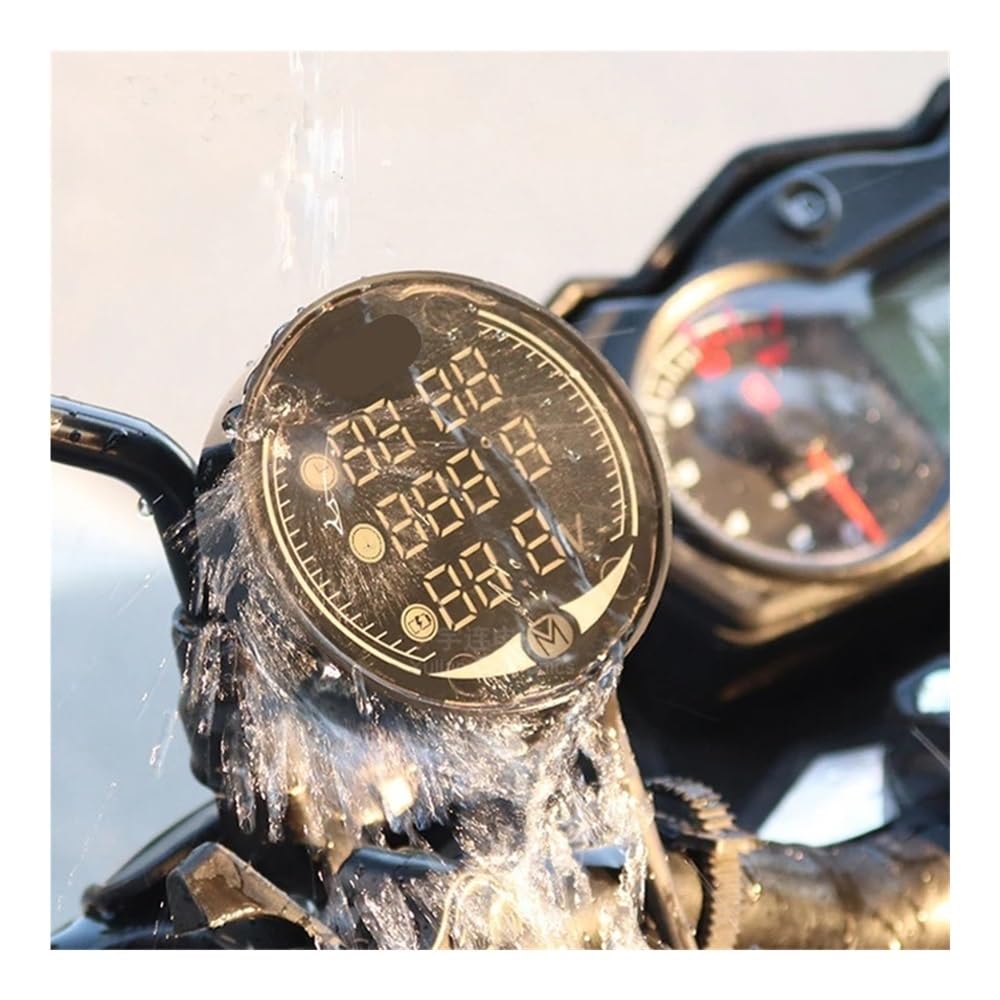 Tacómetro digital Reloj electrónico digital para motocicleta DC 9V - Hora + Termómetro de agua + Voltímetro