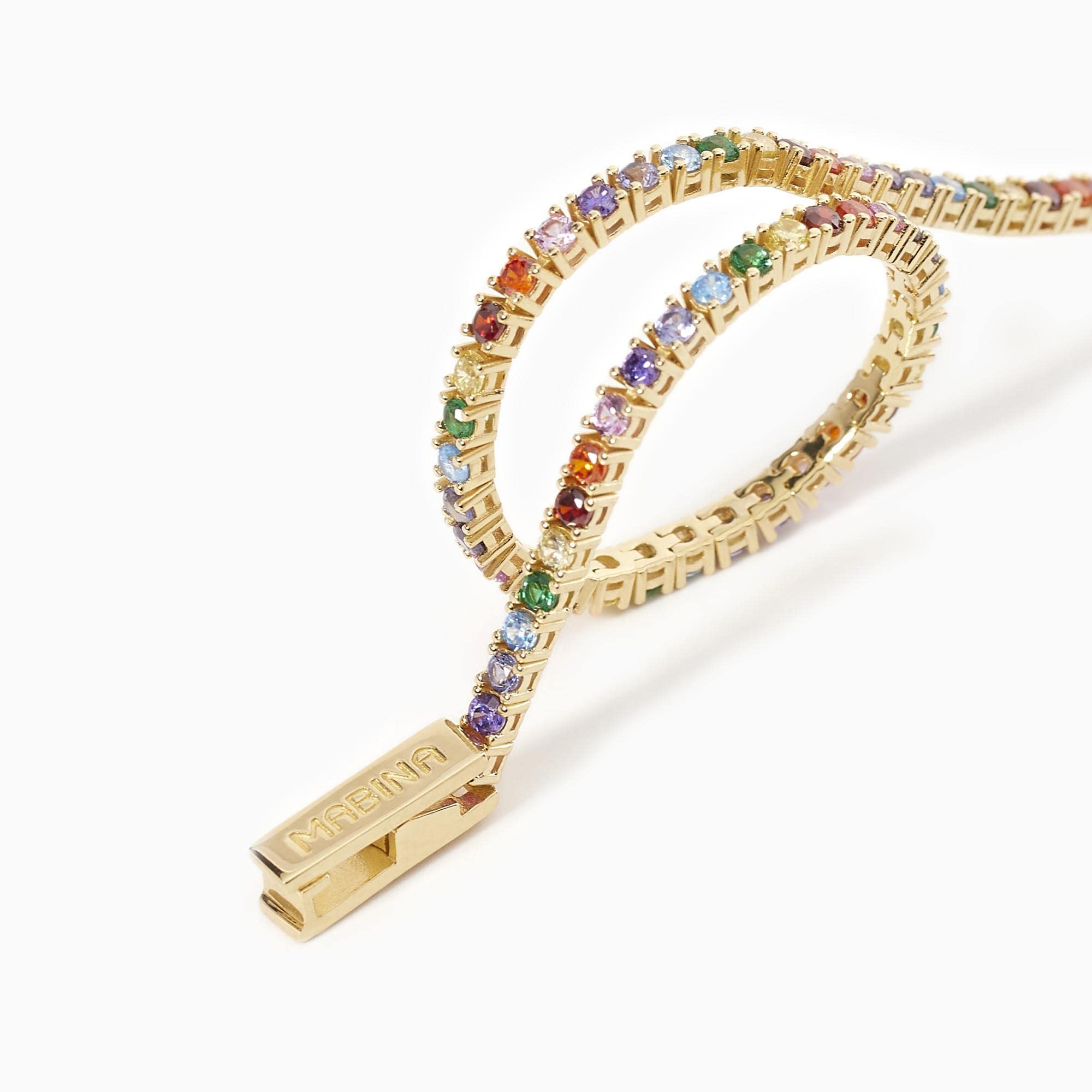 Mabina Gioielli - Bracciale Donna - Bracciale tennis dorato con zirconi multicolor - 533556-M