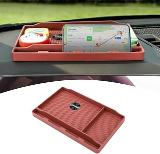 HIACEに対応 全車種に対応 車用 ダッシュボードトレイ 3D 3in1 収納ボックス スマホホルダー | 3in1 大容量 小物収納 しかっり固定 収納スペース 滑り止め 防水 耐熱シリコン 車用 多機能 装着簡単 車内空間活用 レッド