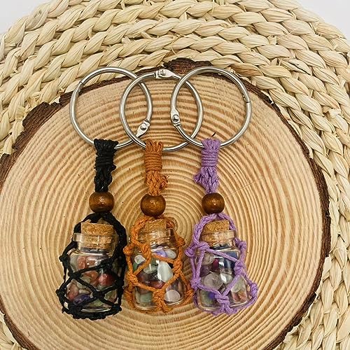 Handmade-Crystal-KeychainNatural-Crystals-Wishing-Bottle-Rope-PouchHealing-Charm-Fengshui-Protection