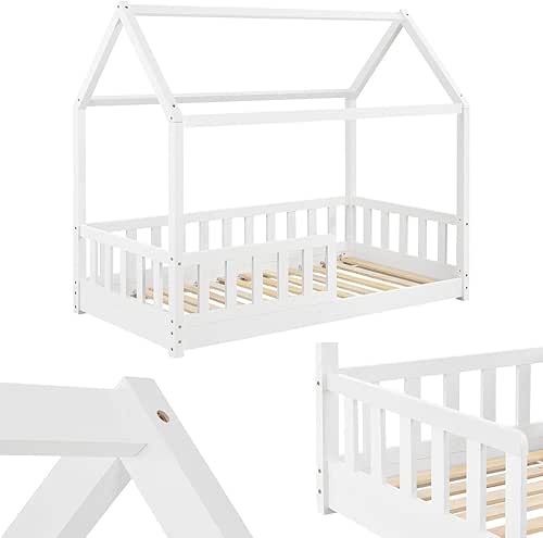 Juskys Lit cabane Enfant Marli 80x160 cm avec Protection antichute,