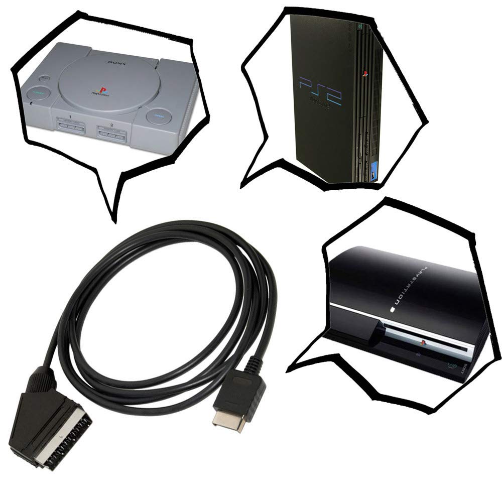 Kable audio video TV RGB SCART AV dla Sony PlayStation 2, PS3, PS ONE (BEZ HDMI)