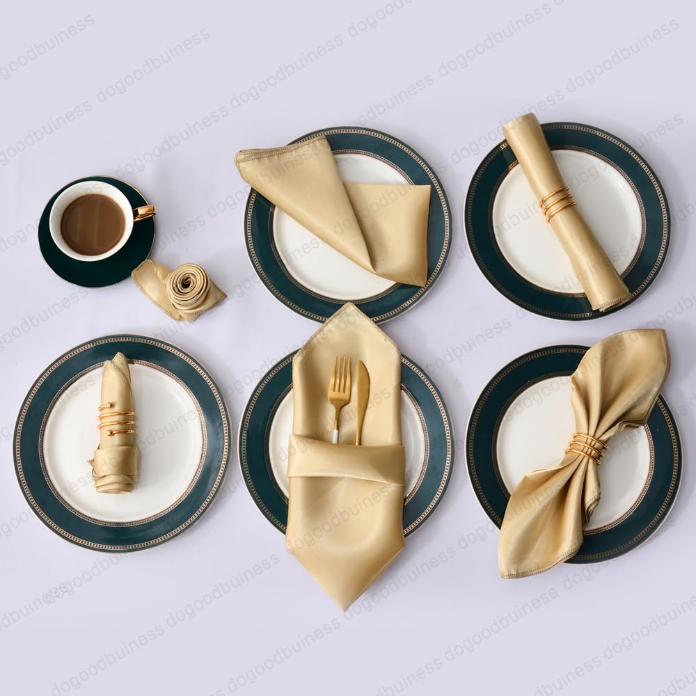 Cloth Dinner Table Napkins, Dinner Table Napkins 12Pcs Multicolor Satin Hemstitched 30x30cm(12pcs Champagne)