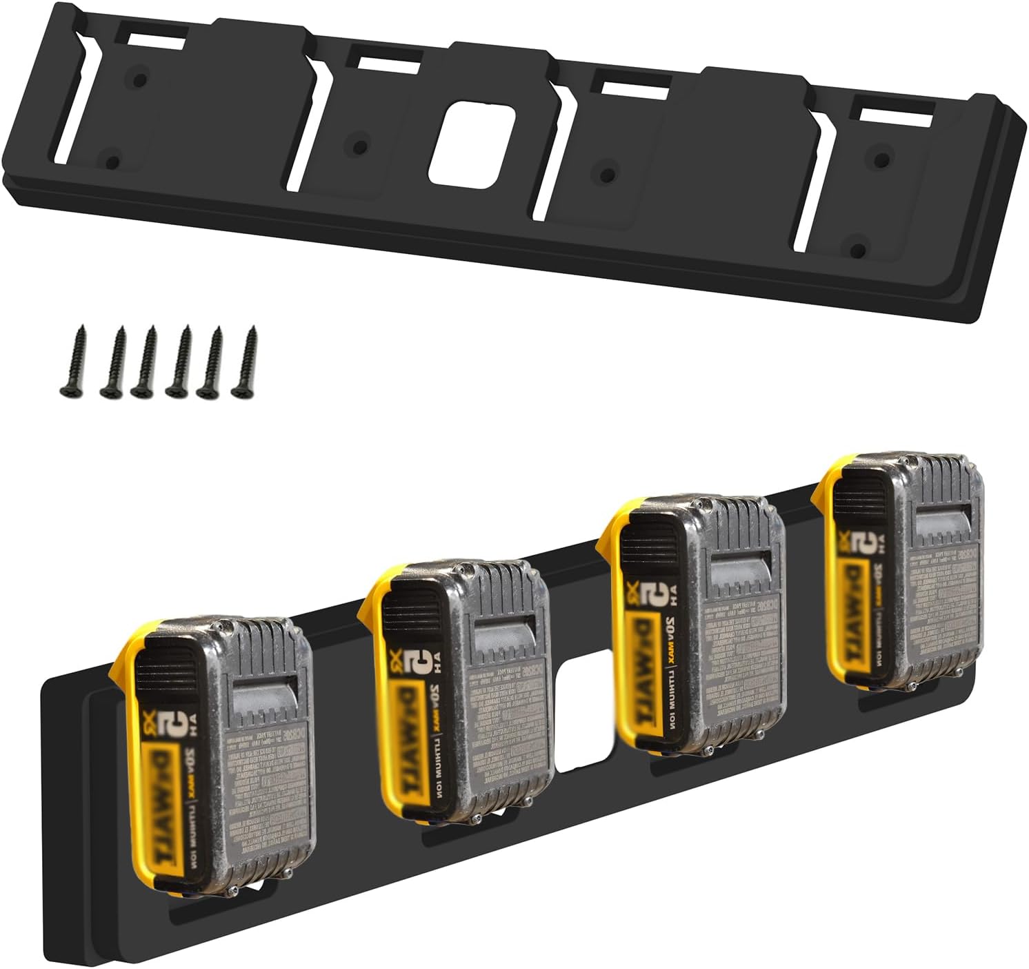 Battery Holder Compatible wiht Dewalt, Tools for Dewalt 20v, Mount 4 Slot Bulk Battery Garage Tool, Tools Compatible with Dewallt 20v, Wall Display Hook Holder