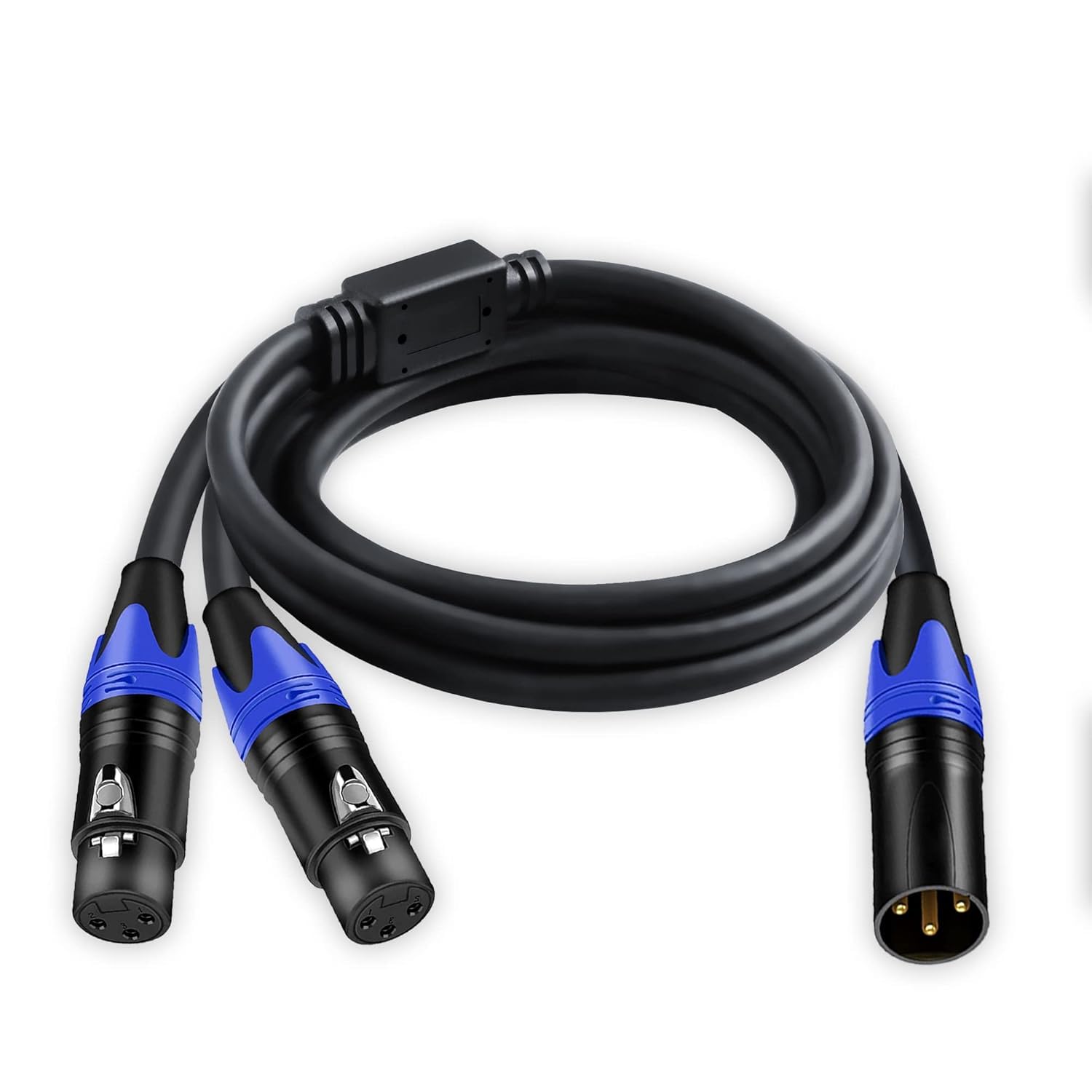 KEBILSHOP 1 Male to 2 Female XLR Y Splitter Micrphone Cable5ft | 3pin XLR Male to Dual XLR Female Y-Splitter | Mic to L & R Audio Track-picture-16