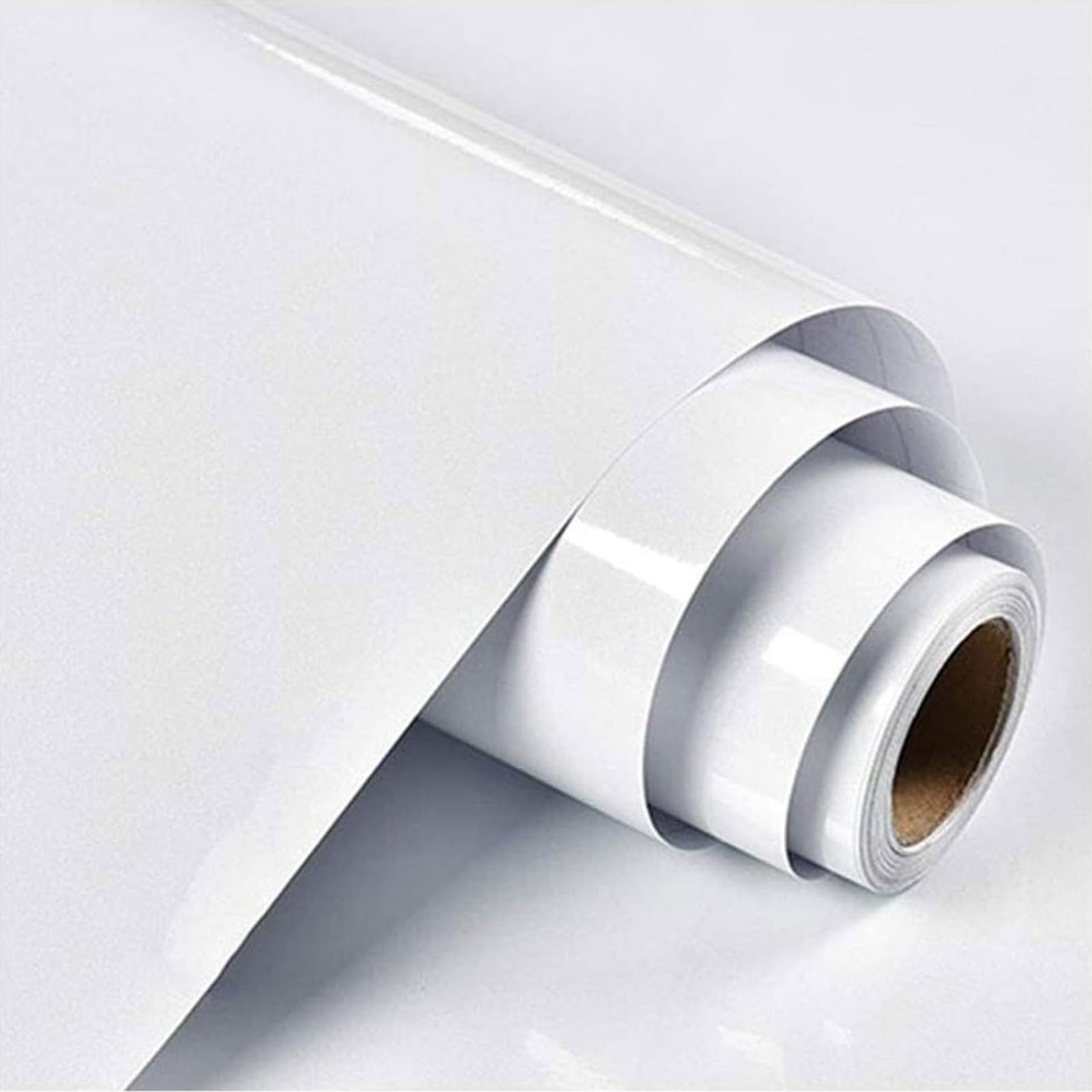 AbyssalyWhite Sticky Back Plastic Vinyl Wrap Self Adhesive Wallpaper Glossy/Glitter 60cm X 500cm for Kitchen Countertop Cover Peel and Stick Furniture StickersClimatePartner certified
