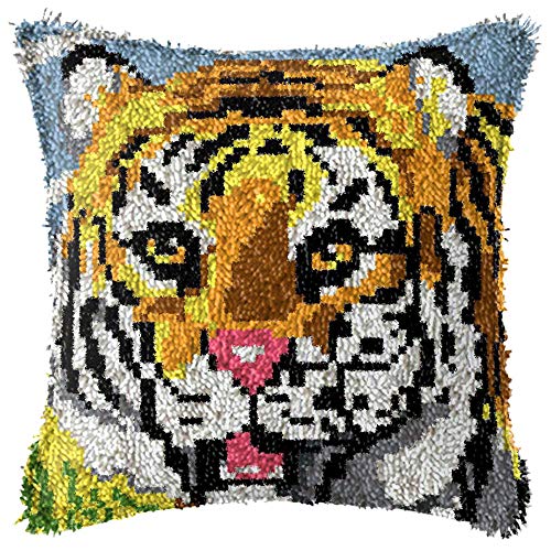 Kit taie d'oreiller à loquet lion tapis canevas au crochet pour débutant BOXIFA