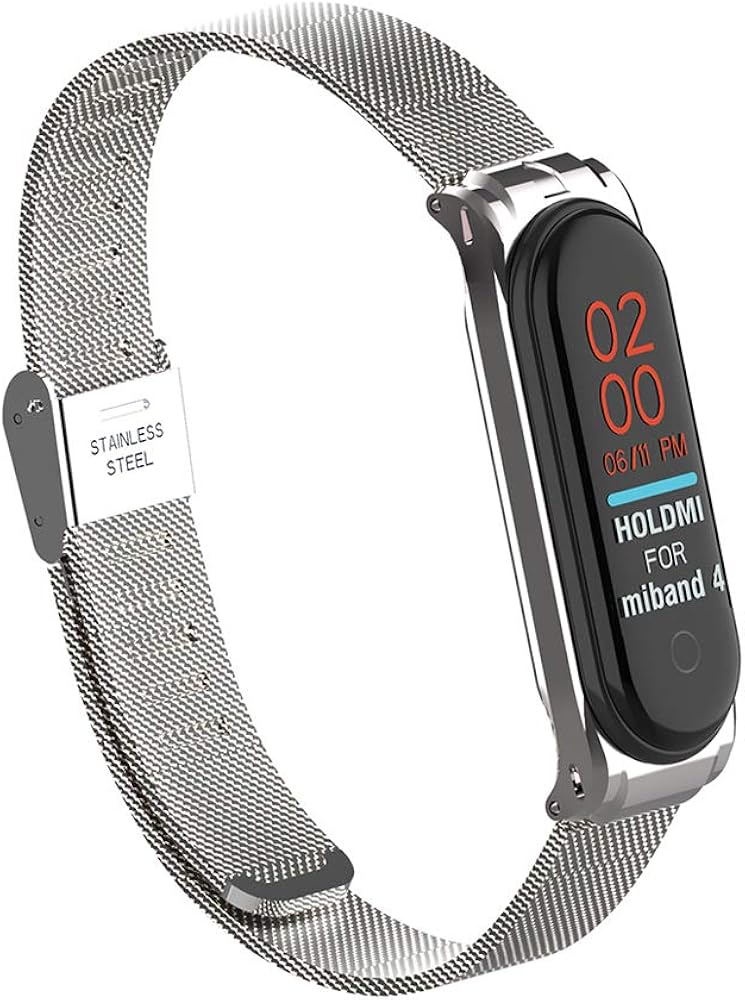 OLLIVAN for Xiaomi Mi Band 4 Strap, Mi Band 4 Mi Band 3 Wristbands Metal Replacement Bracelet Accessories Adjustable Wrist Straps for Xiaomi Mi Band 4 Mi Band 3 -No Tracker