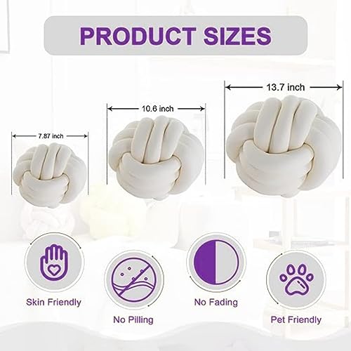 Miniatura 2 de LOHEVANG Almohadas pequeñas decorativas suaves para el hogar, almohada redonda hecha a mano anudada para sofá, dormitorio y accesorios de