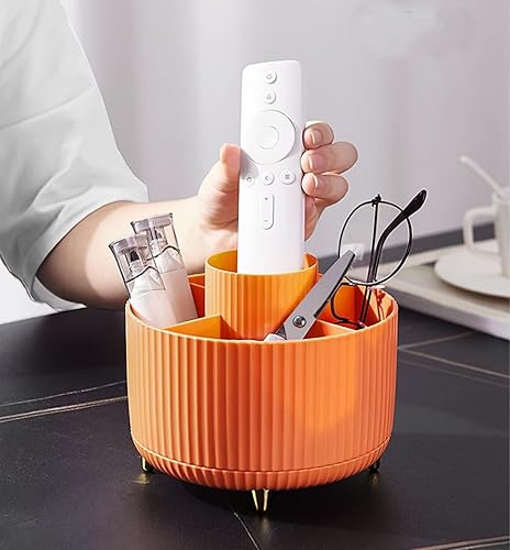 Miniatura 2 de Soporte para lápices de escritorio, 5 ranuras para lápices giratorios de 360 para escritorio, organizador de suministros de papelería de escritorio,