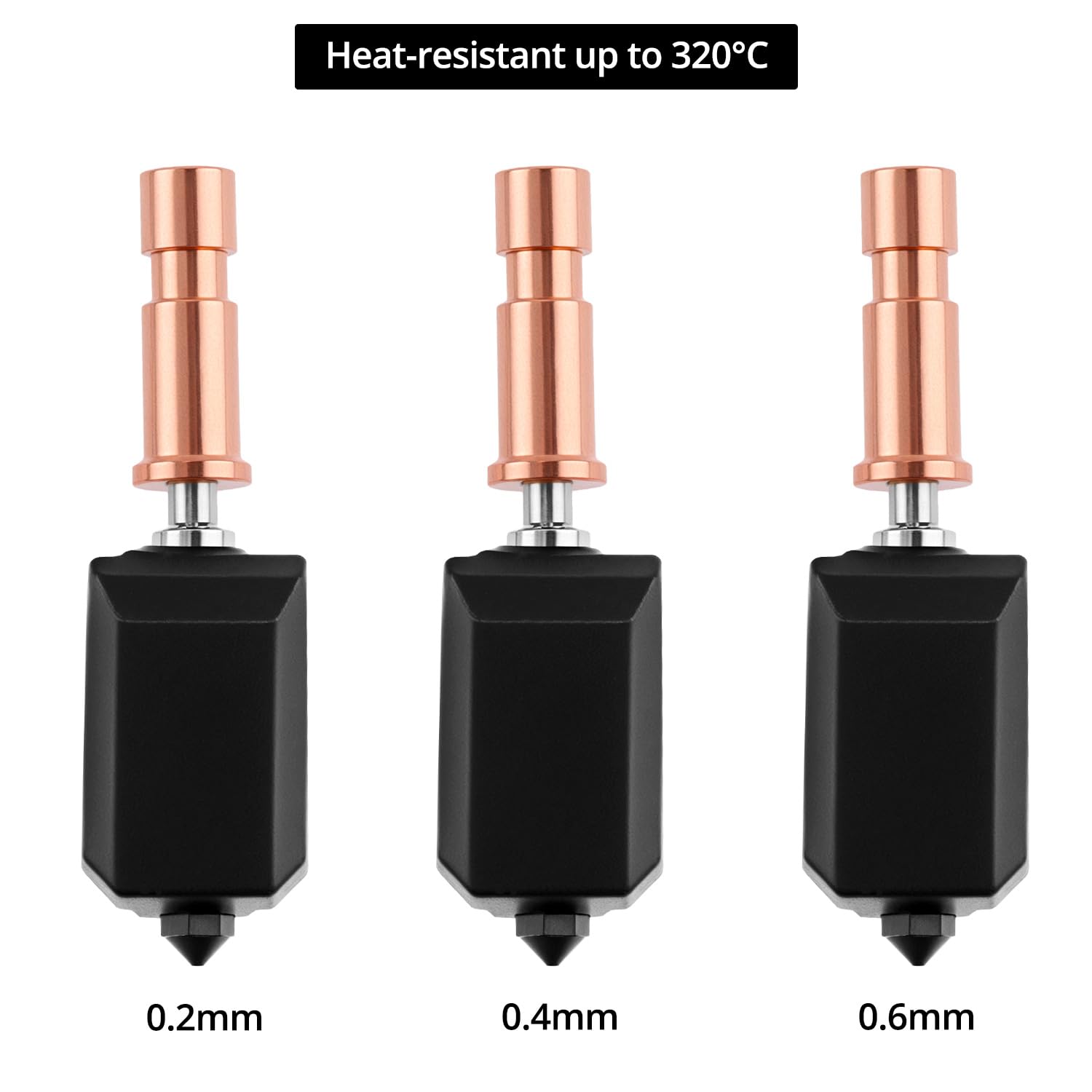 QWORK Zestaw ceramiczny Hotend 0,2 mm 0,4 mm 0,6 mm kompatybilny z Anycubic Kobra S1/Combo/ACE Pro – głowica drukująca ze stali nierdzewnej i hartowana dysza