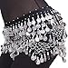 Belly Dance Hip Scarf Bellydance Outfit Silver Coins Belt Skirt Black