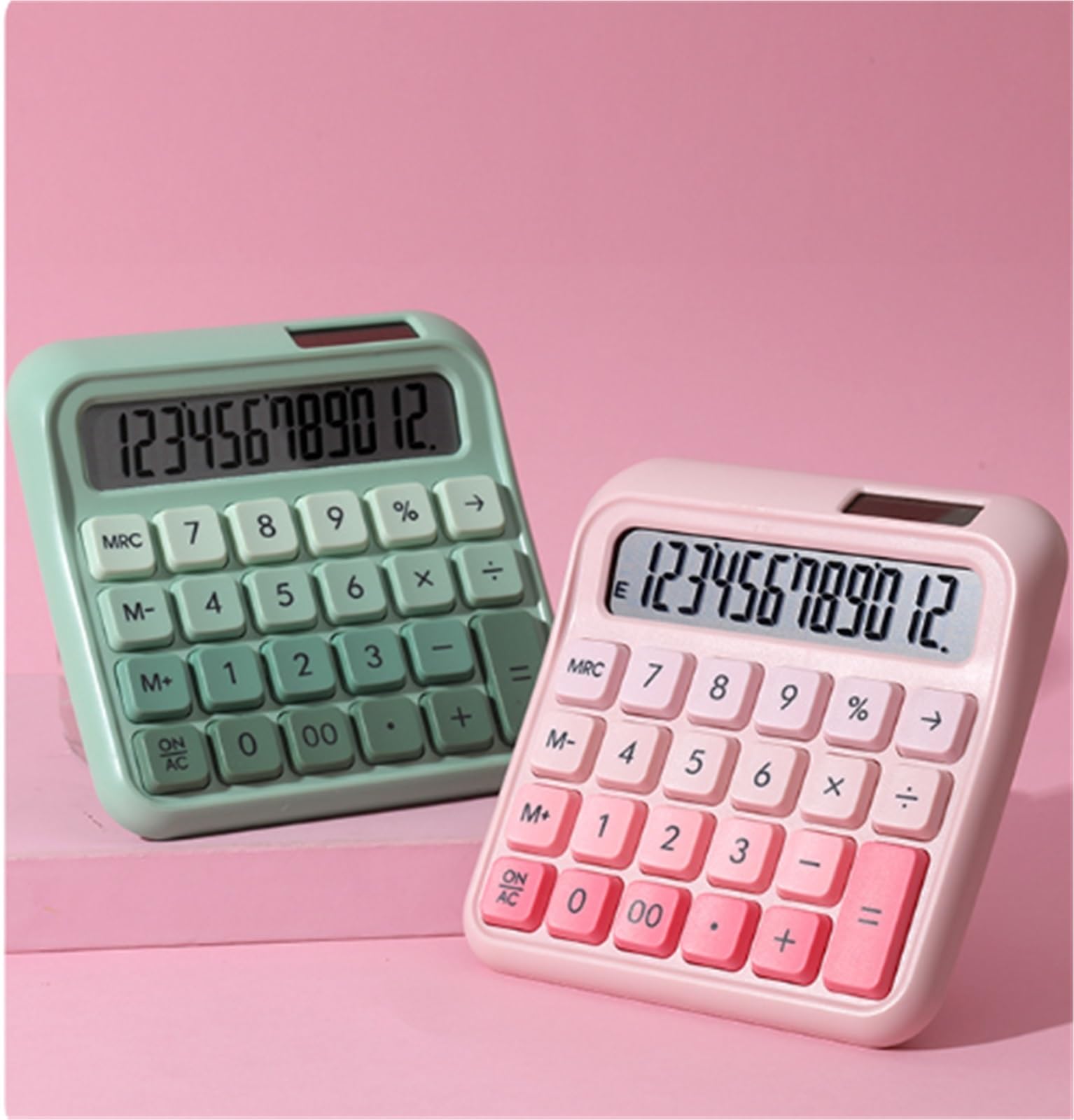 Calculatrice Calculatrice De Bureau À Énergie Solaire avec Écran LCD 12 Chiffres Adaptée Au Bureau Office(Grün)