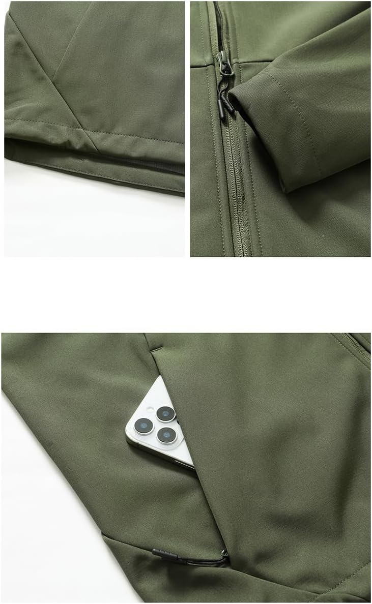 Men's Hooded Softshell Jacket, Autumn Outdoor Windproof and Rainproof Windbreaker Casual Outerwear