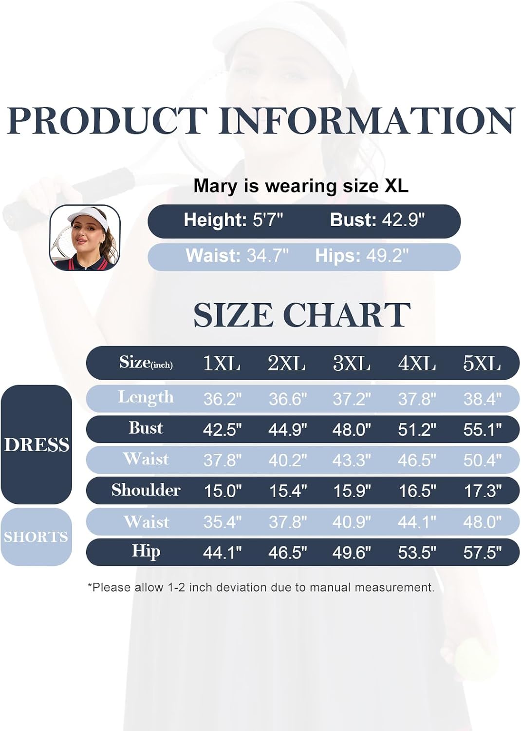 Tanst Sky Womens Plus Size Tennis Dress with Shorts Polo Golf Dresses