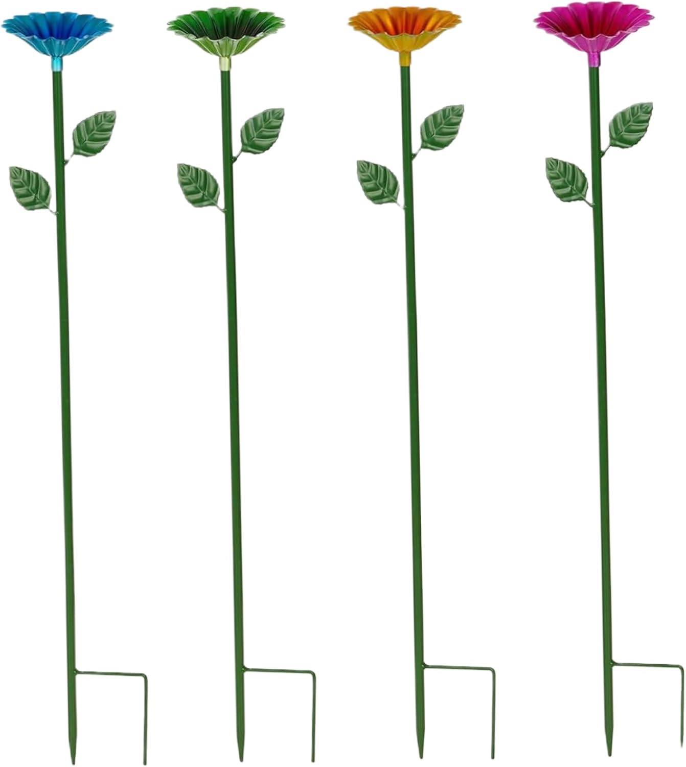 4Pcs Bee Watering Station, Flower Shaped Sturdy Metal Bee Feeder, Waterproof and Rust-Proof Colorful Butterfly Feeder for Outdoor Garden Yard Decor Watering Station, Butterfly Feed