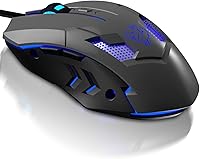 Vista 1 de FUWANG Ratón para juegos con cable, mouse USB para computadora con retroiluminación RGB, sensor óptico de 7200 DPI, mouse ergonómico para gamer