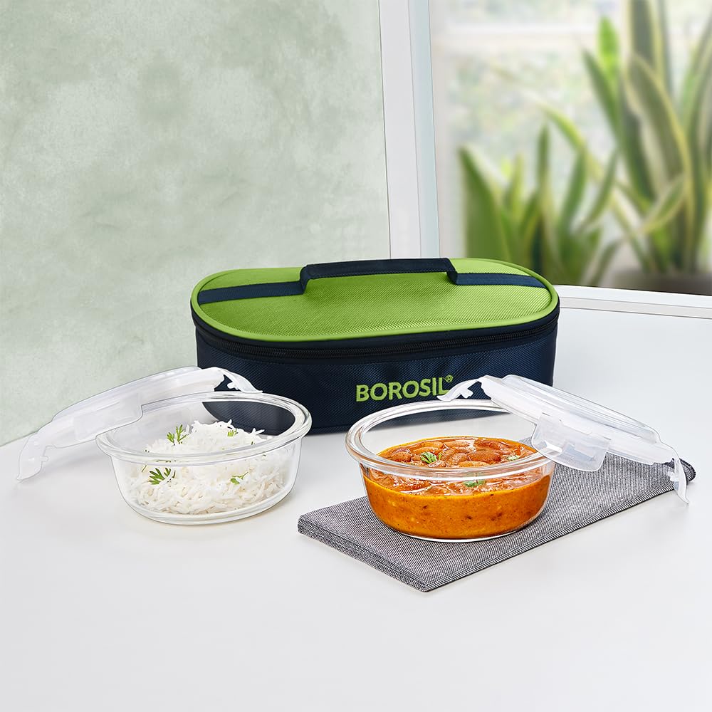Borosil Alfa Glass Lunch Box Green, Set of 2, 400 ml, Round, Horizontal, Microwave Safe Office Tiffin (B0BW5PHZST) Amazon Price History, Amazon Price Tracker