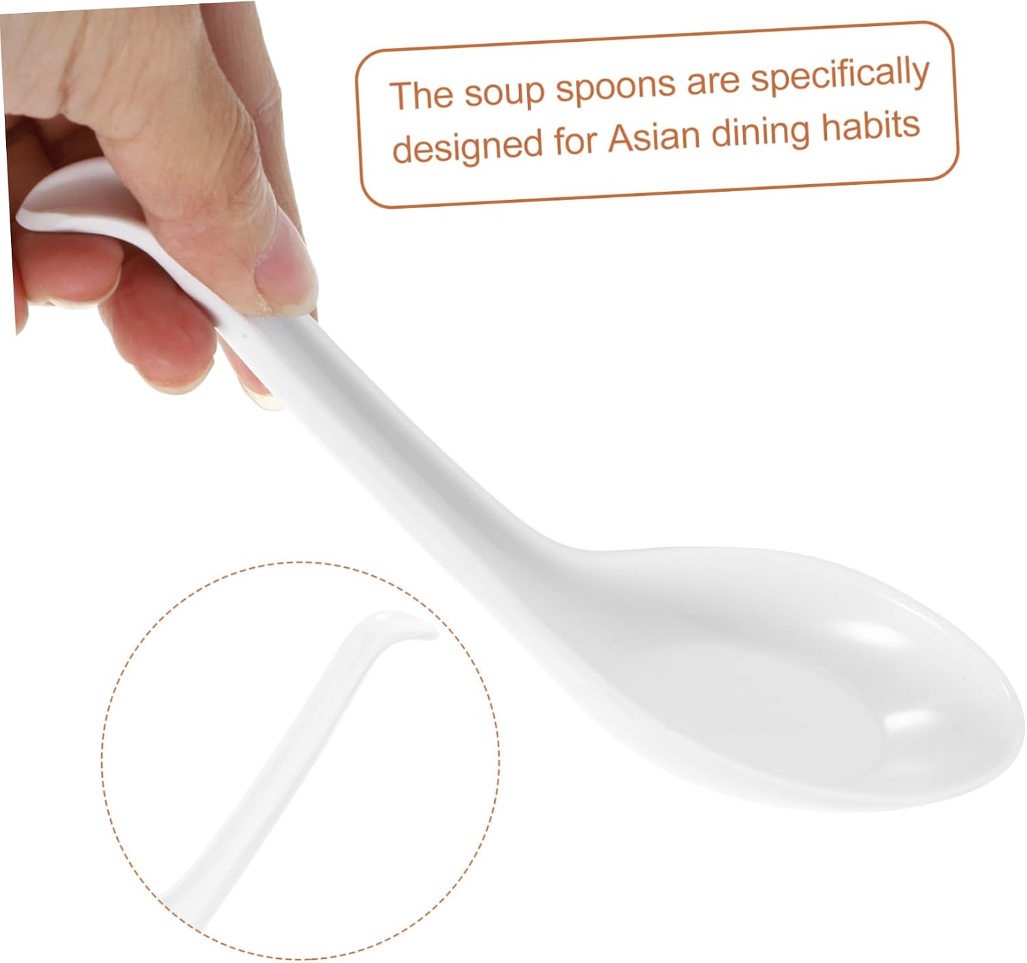Cabilock 5sets Elegant Asian Soup Spoons Ramen and Rice Spoons for Home Restaurant Use Non Slip Design Sleek Matte Finish for Stylish Dining Experience 6pcs*5