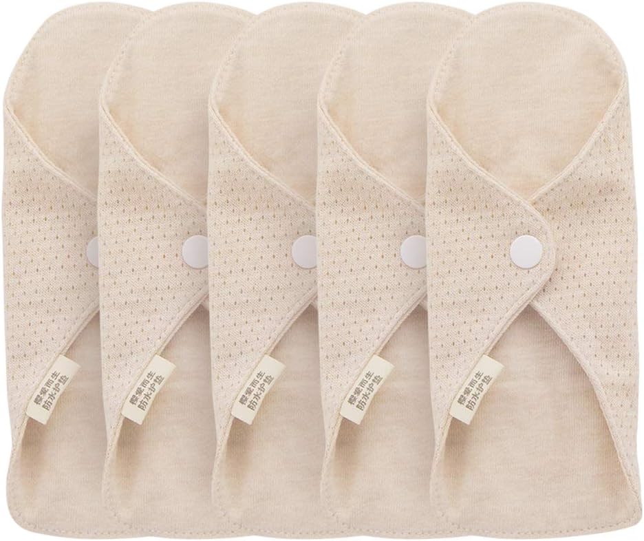 Viowey 5 Pack Reusable Sanitary Towels Pads Washable Organic Cotton Women Sanitary Napkin Set Panty Liners Leak Proof Design Suit with Plush Pig Storage Bag for All Women