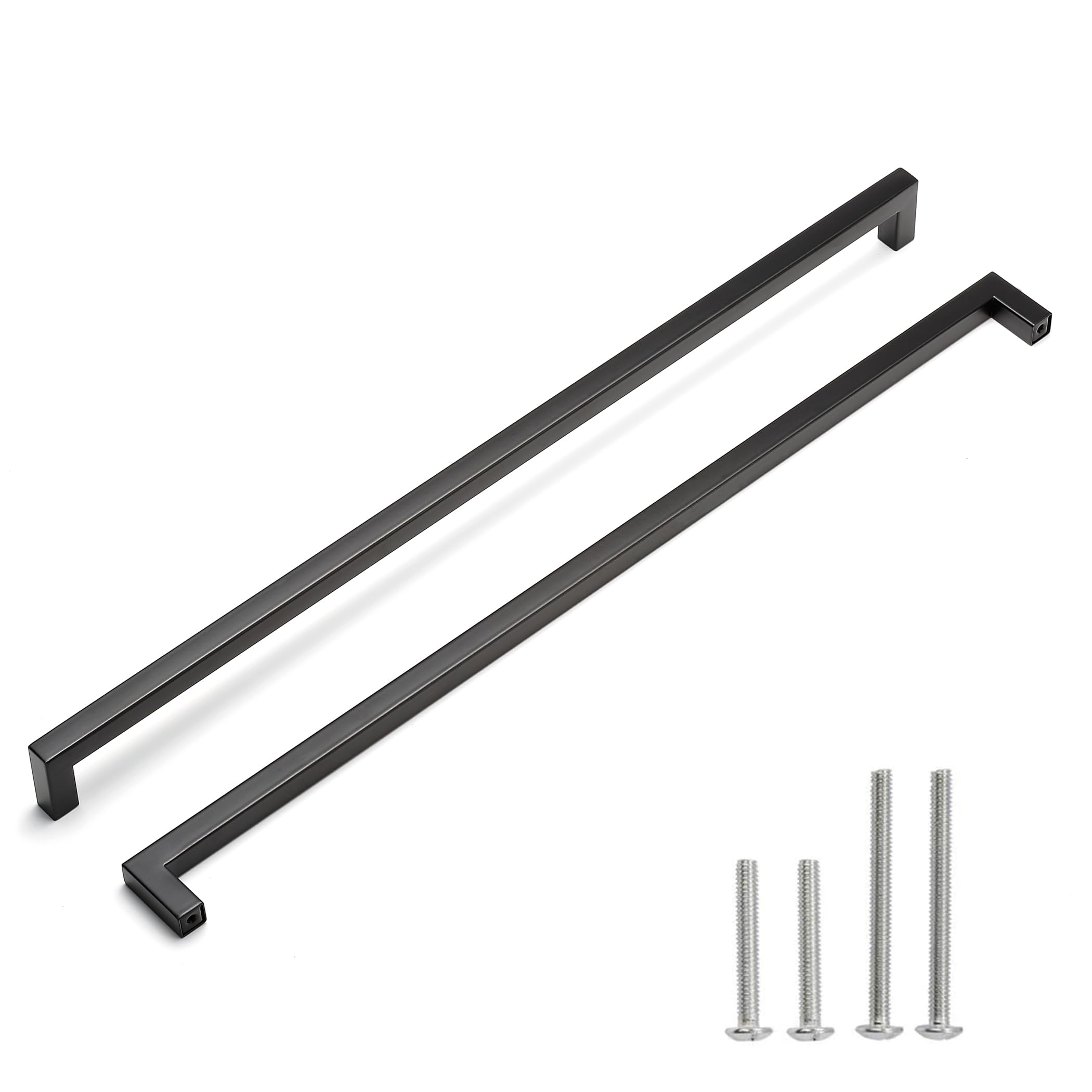 Redunest Cabinet Handles, Matt Black, Square, Drawer Handles, 458mm Hole Center Spacing, Stainless Steel, 18.0", 5 Pieces