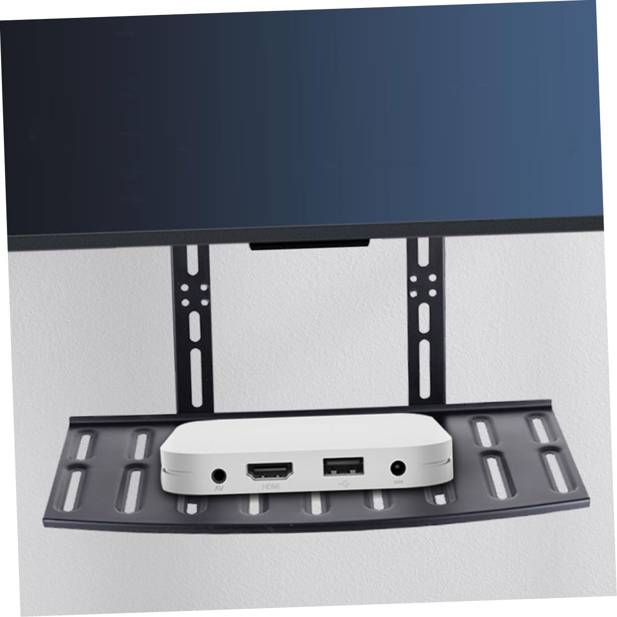 IMIKEYA Supporto Organizzatore Scaffale da Parete Installazione senza Foratura in Acciaio Laminato a Freddo Nero per Router Wifi per Ripiano Superiore Tv