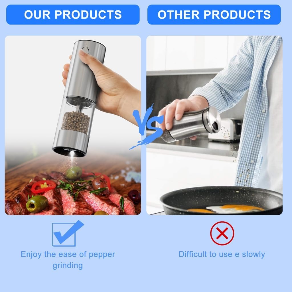 Electric Salt and Peppers Grinder Adjustable Coarseness Salt Peppers Mills