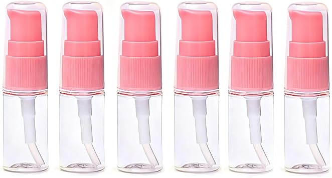 6Pcs 10ml Portable Plastic Lotion Pump Bottles Refillable Cosmetic Make-up Sample Packing Travel Toiletries Liquid Container Vial Jar for Emulsion Essence