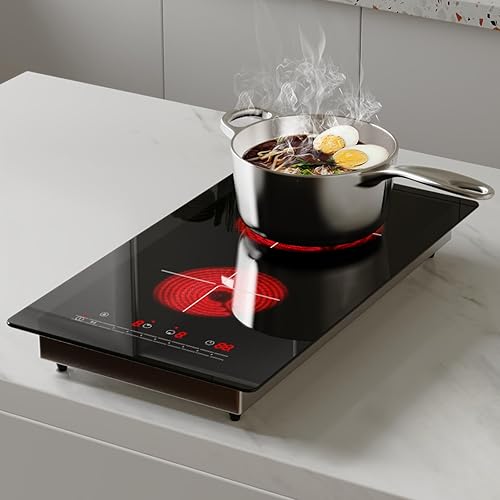 Miniatura 8 de 2000W 12 pulgadas dos quemadores estufa eléctrica quemador superior estufas eléctricas de cocina vidrio superior parachoques eléctrico 2 quemadores