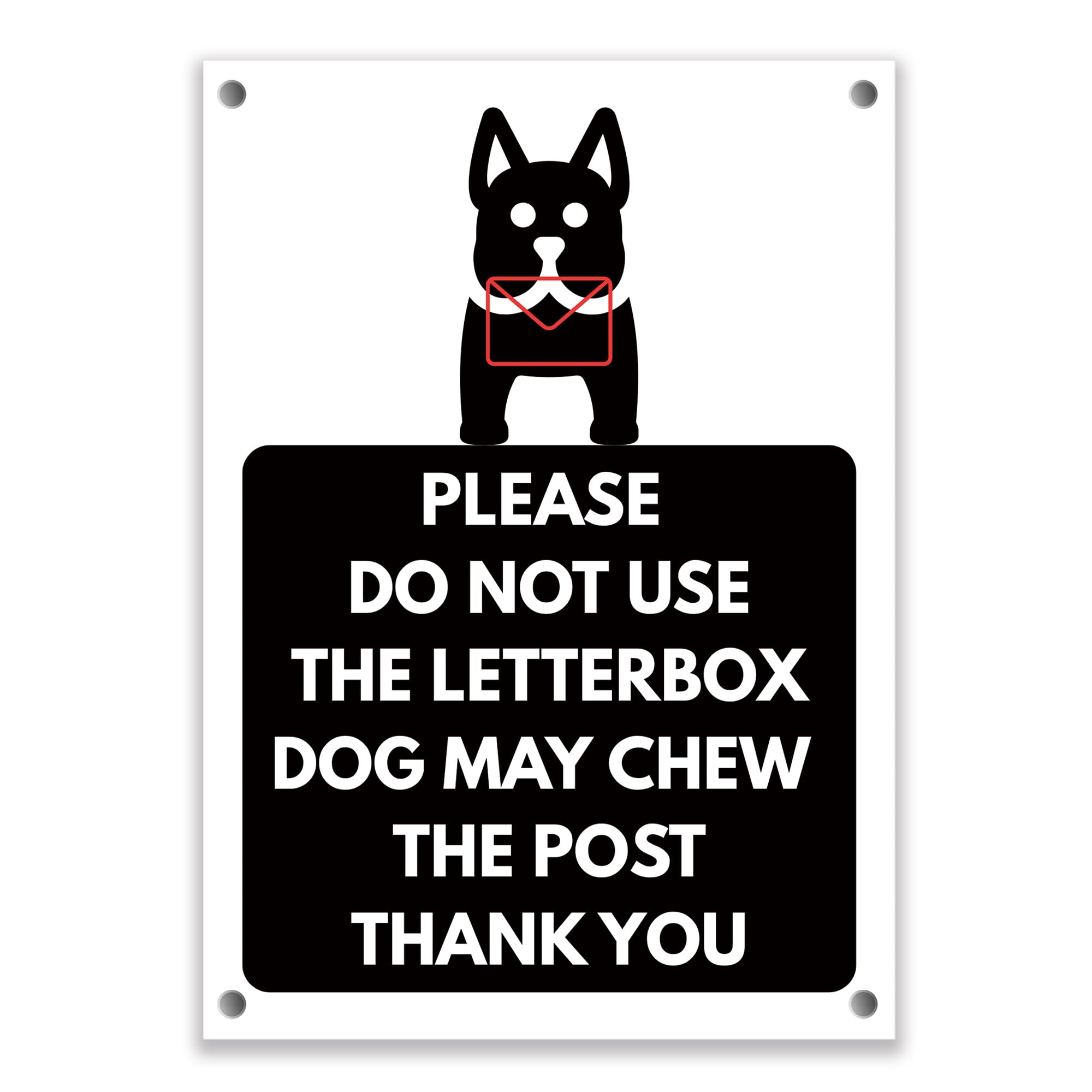 LP Lifestyle Please Do Not Use Letterbox Dog May Chew Post Sign – Durable Weatherproof Rust-Free Waterproof PVC Delivery Warning Sign for Outdoor Use No.428 (A4 (210mm x 297mm) – Holes)