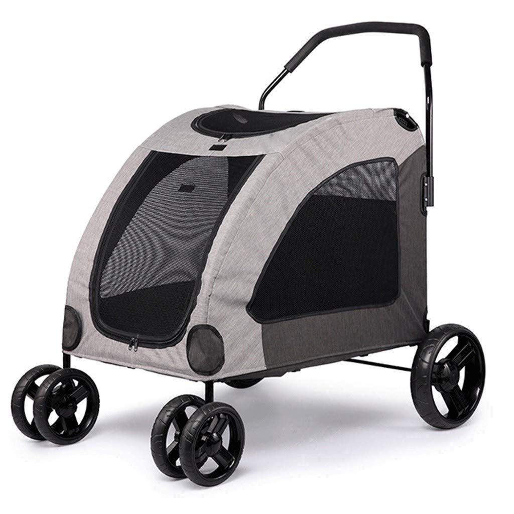Cochecito doble para perros Cochecito para mascotas Cochecito grande para perros 4 ruedas Carro para perros Cochecito de viaje para mascotas Portabebés plegable Cochecito grande a prueba de golpes y