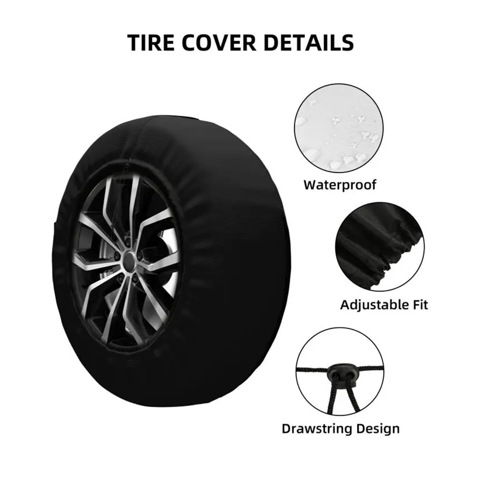 Housse de Pneu 4WD 4x4 RV, Protecteur de Roue de Secours 14 "15" 16 "Pouces(6,16 inch)